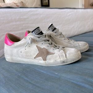 Golden Goose Superstar suede Sneakers with hot pink detailing size 38